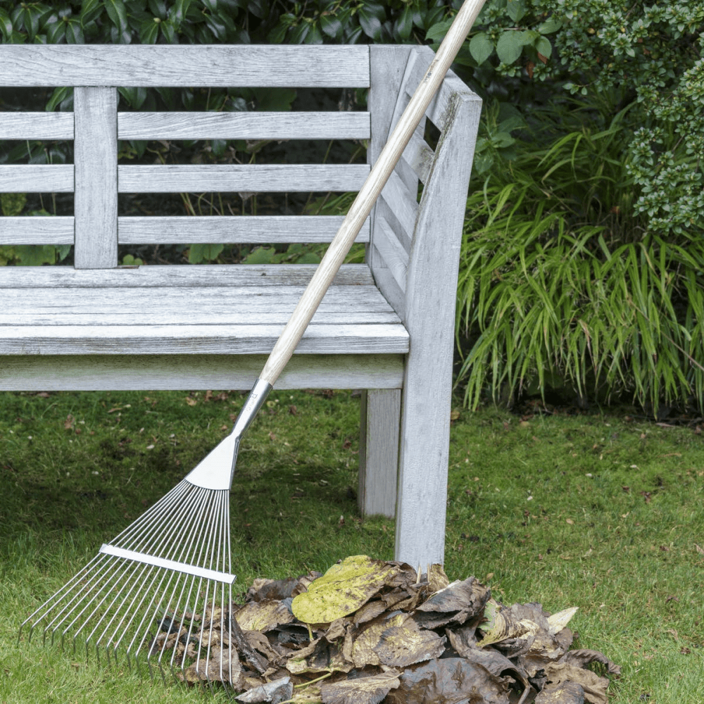 Burgon & Ball Stainless Lawn Rake, Silver/Natural