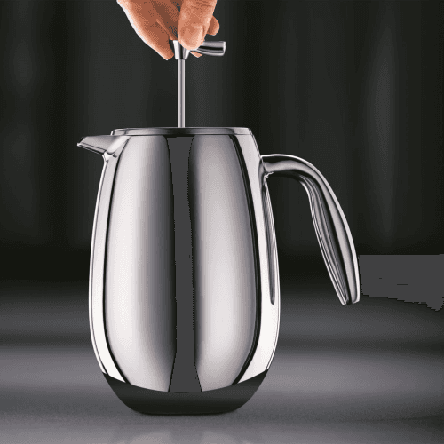 Image showing the Colombia Double wall 8 cup French press, 1 litre, Silver product.