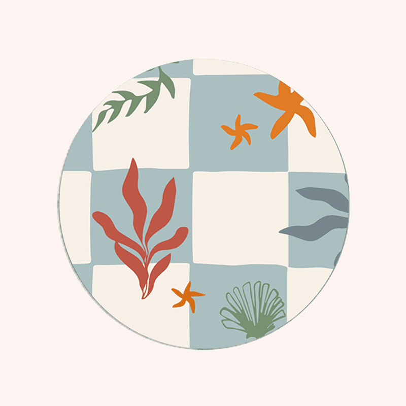 Nautical Checks Set of 6 Coasters, D10cm, Red & Blue