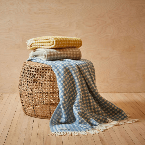 Image showing the Jacquard Spot Pure New Wool Throw, 130 x 200cm, Blue Jay product.