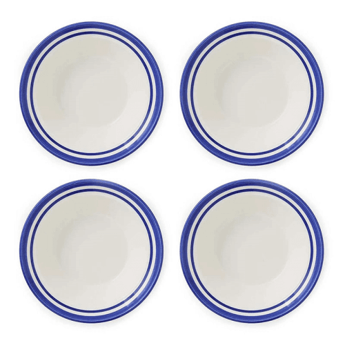 Image showing the Potter's Stripe Set of 4 Oatmeal Bowls, D16.5cm, Blue product.