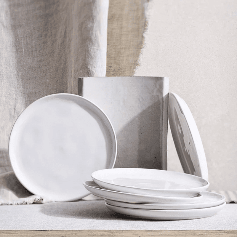 Portobello Set of 6 Side Plates, D21cm, White