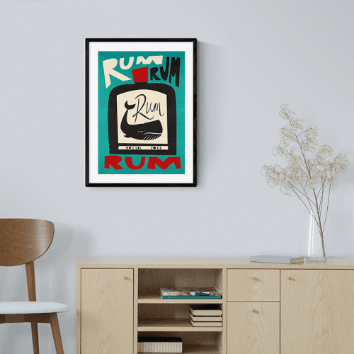 Image showing the Fox and Velvet Rum Art Print, H44 x W32cm, Multi product.