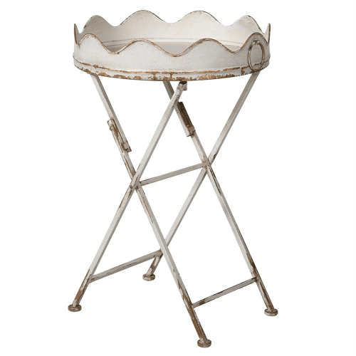 Image showing the Scalloped Edge Scallopped Edge Metal Side Table, Cream product.