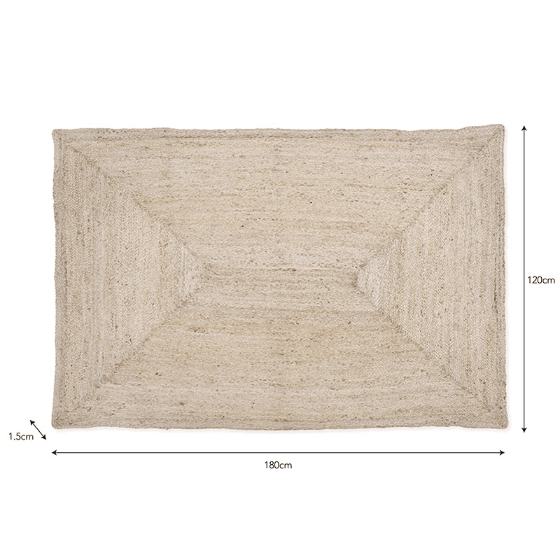 Classic Rectangular Rug, 120 x 180cm, Jute
