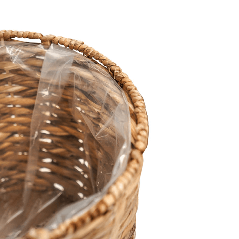 Water Hyacinth Lined Baskest on Legs, D30cm, Natural