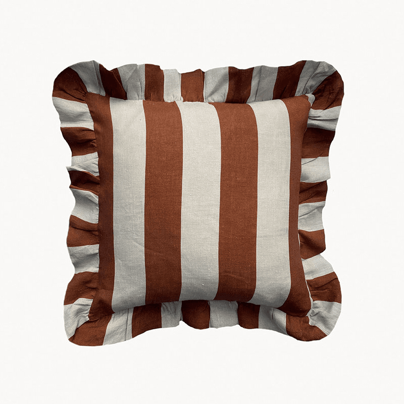 Wide Stripe Cushion Cover, 45 x 45 cm, Cinnamon & Oyster