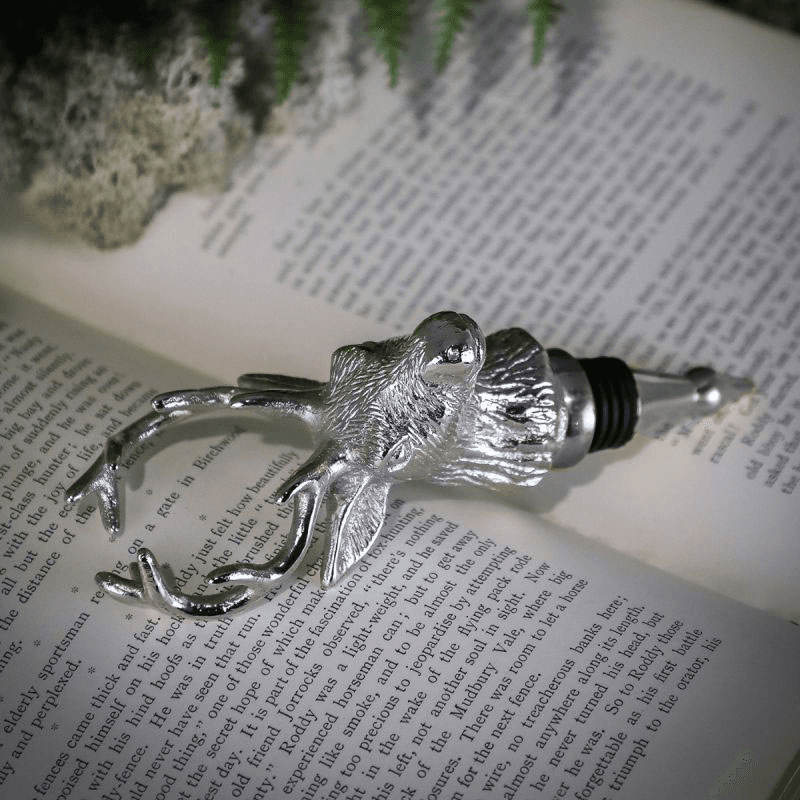 Stag Bottle Stopper, H18.5 x W6cm, Nickel
