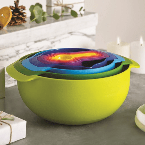 Nest Plus 9 piece stacking bowl and measuring set, Multi-Coloured