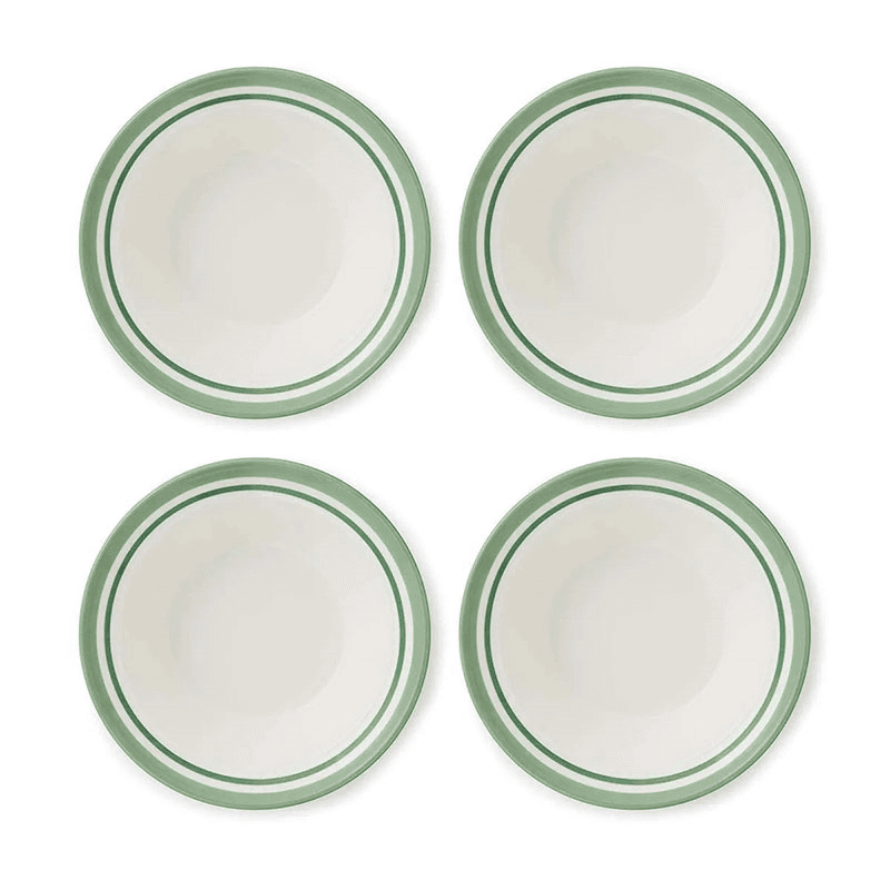 Potter's Stripe Set of 4 Oatmeal Bowls, D16.5cm, Green