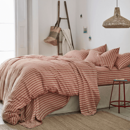 Image showing the Pembroke Stripe Duvet Cover, King, Sandstone Red product.