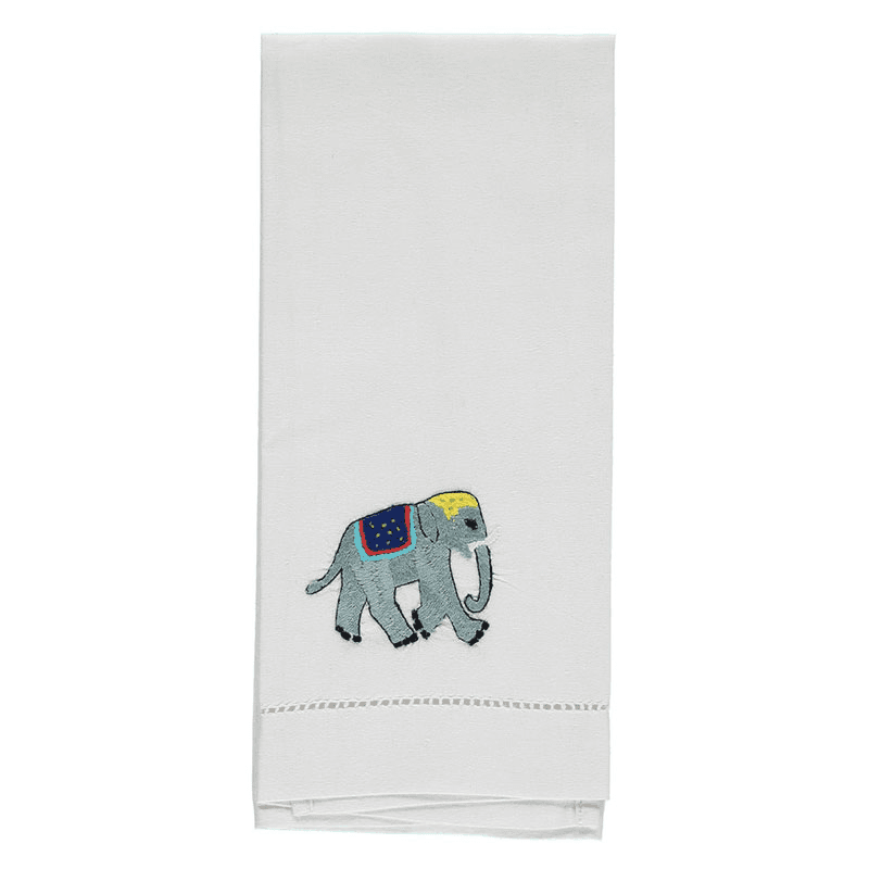 Elephant Hand Towel, 38 x 58cm, White/Green/Blue