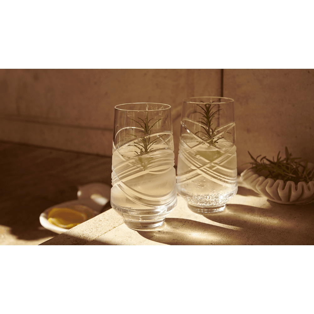 Aran Set of 2 Hi Ball Glasses, 490ml, Clear