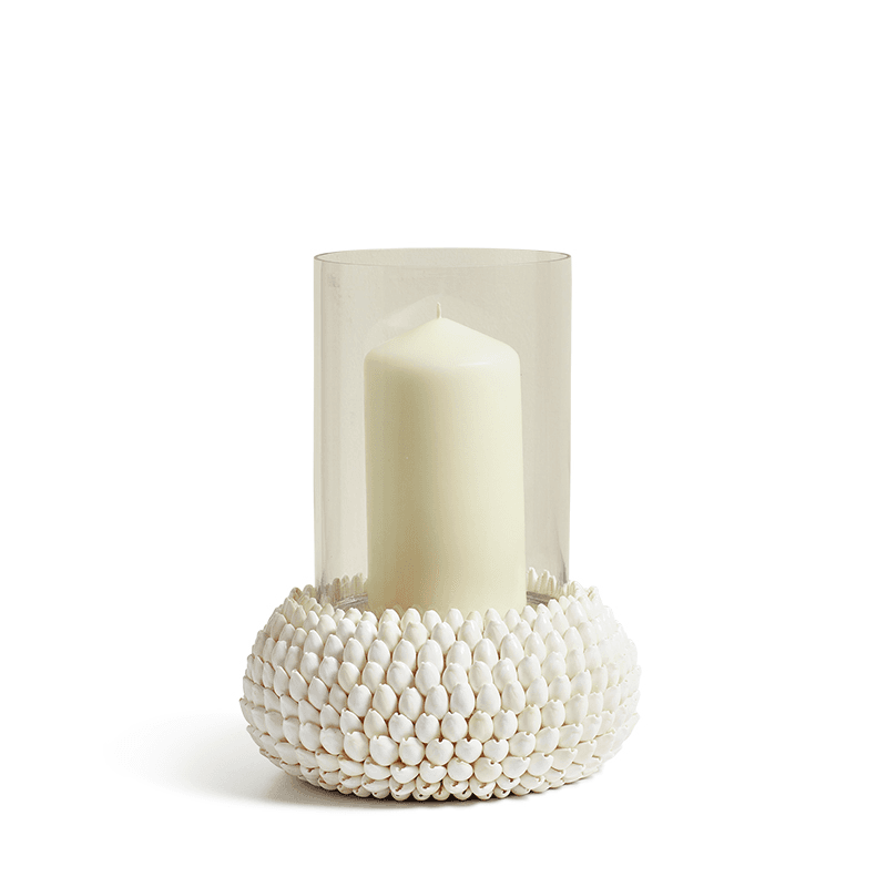 Sanibel Shell Candle Holder, H26cm, White