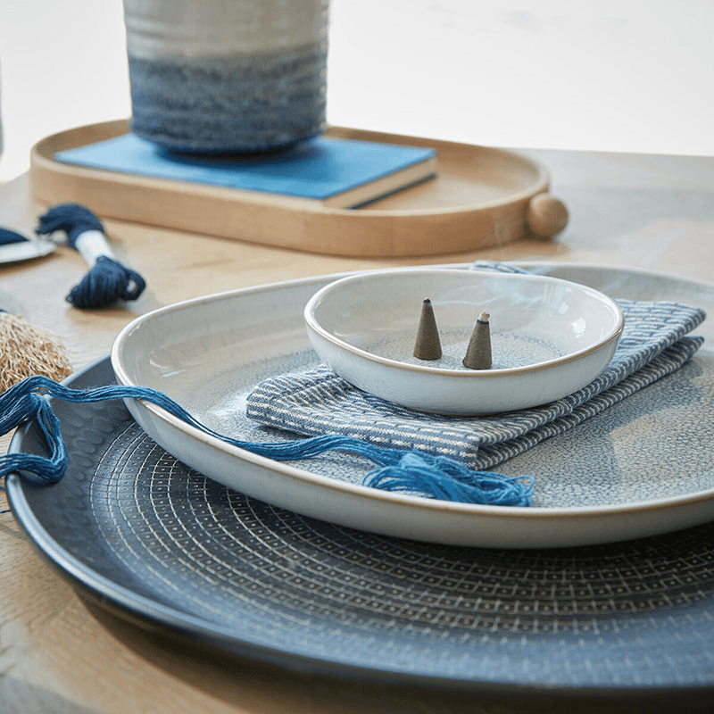 Kiln Blue Small Organic Dish, D13cm