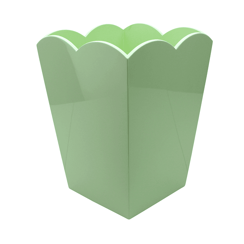 Lacquered Scallop Bin, H30cm, Sage