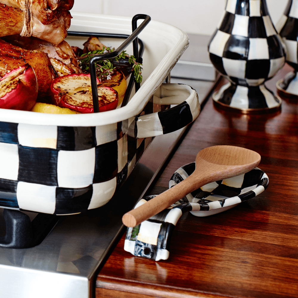 Courtly Check Spoon rest, 21 x 4cm, enamel