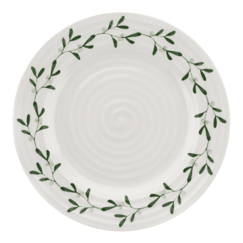 Image showing the Mistletoe Set of 4 Side plates, Dia20cm, White/ Green product.