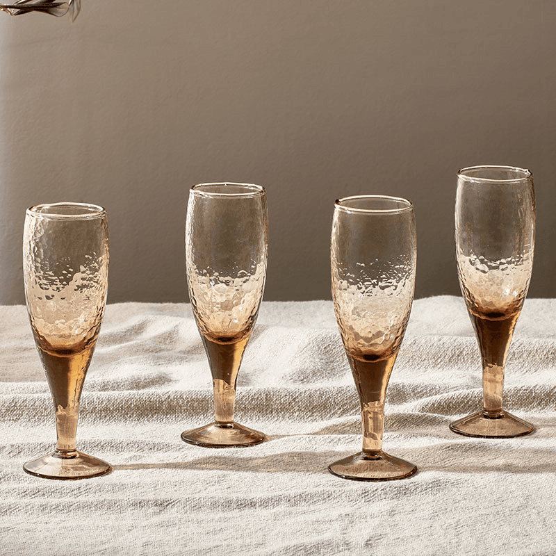 Yala Set of 4 Champagne Glasses, 200ml, Dusty Terracotta