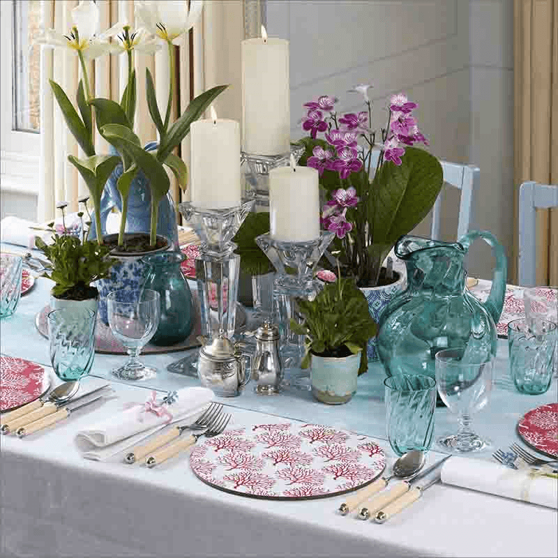 Coral Reef Boxed Set of 4 Table Mats, D25.5cm, Dusky Pink