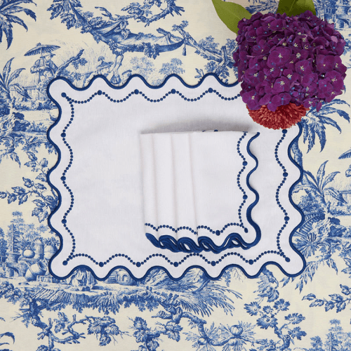 Image showing the Marni Set of 4 Placemats, L45 x W36cm, Blue &  White product.