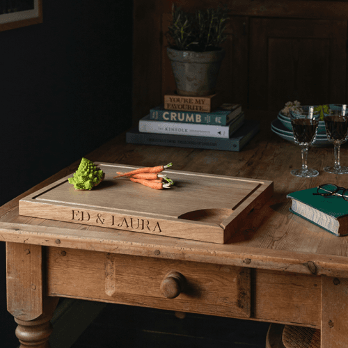 Image showing the Personalised carving board, 50 x 35 x 3.5cm, oak product.