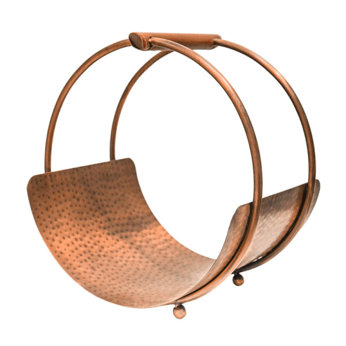 Image showing the Luxury Leather Handle Log Holder, H43cm, Copper product.