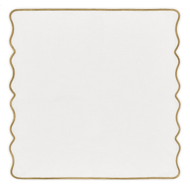Scalloped Linen Dinner Napkin, Taupe, 50cm, Taupe