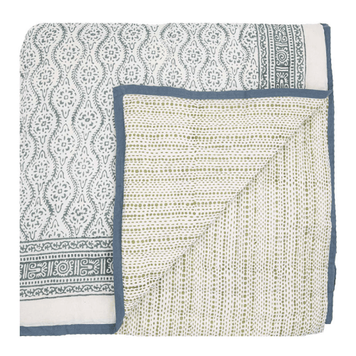 Image showing the Floral Star Double Quilt, Blue Green product.