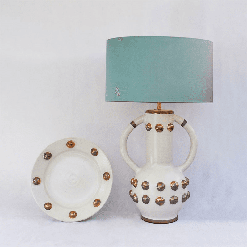 Carnival Collection Zebedee Hand Thrown Ceramic Table Lamp Base Only, Bronze Lustre