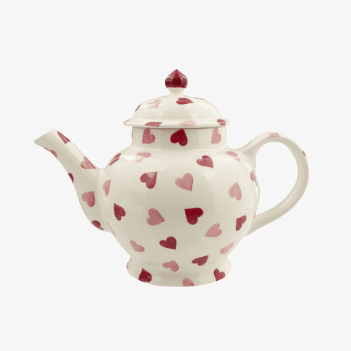 Image showing the Pink Hearts Teapot, 1.6l, Cream product.
