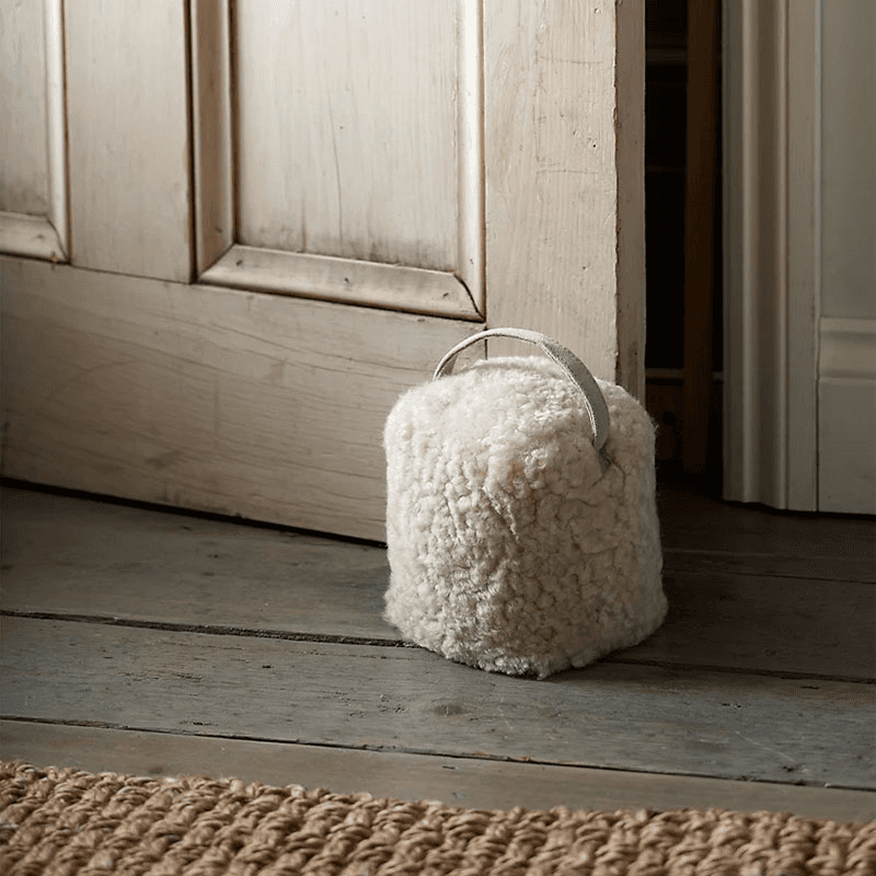 Curly Sheepskin Door Stop, H15cm x W14cm x L14cm, Oatmeal