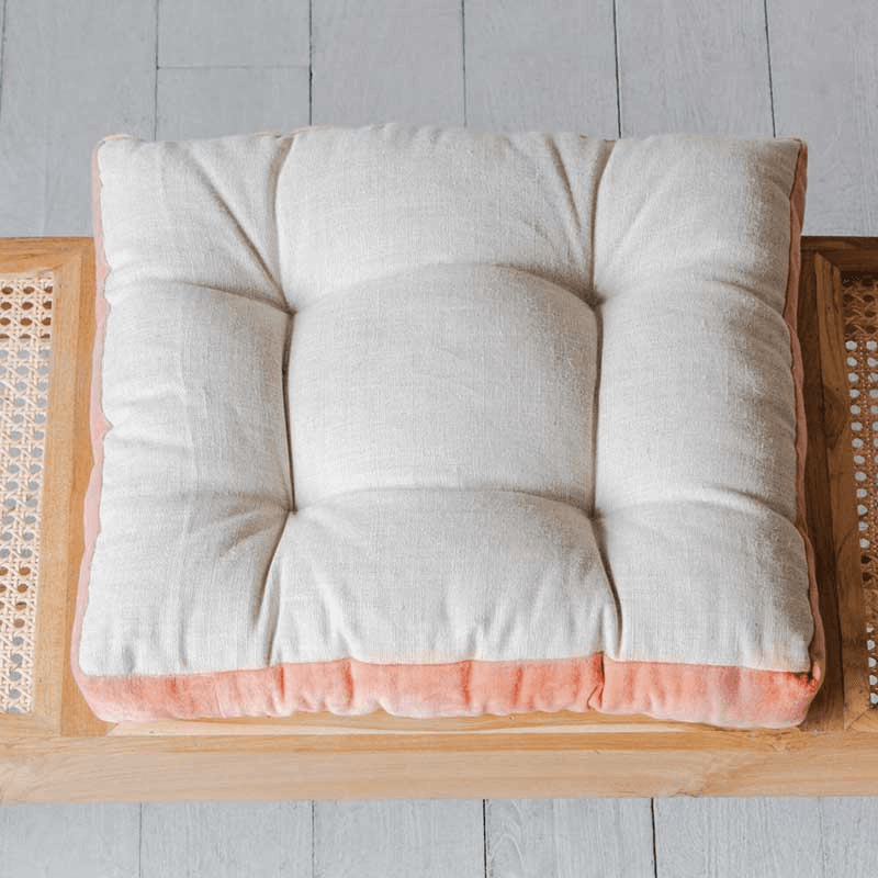 Cushioned Seat Pad, L40 x W40cm, Natural and Pink