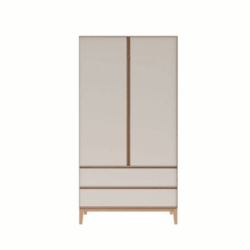 Image showing the Lars Two Door Wardrobe, H191 x W100cm, Cashmere and Oak product.