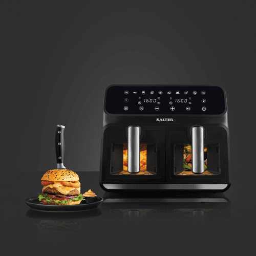 Image showing the Dual Air Fryer, 7.6L, Black product.