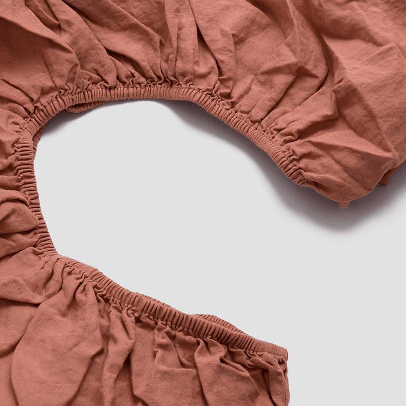 Linen Fitted Sheet, Super King, Warm Clay