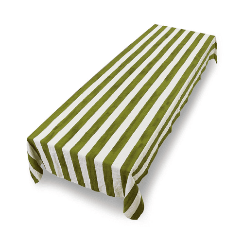 Image showing the Stripe Linen Tablecloth, 300cm x 165cm, Avocado Green product.