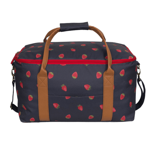 Image showing the Strawberries Picnic Bag, Navy/Brown/Red product.