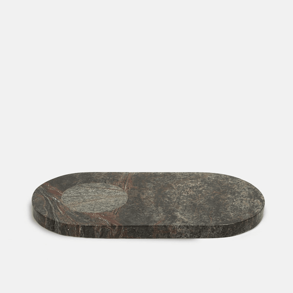 Astell Large marble serving board, H19 x W35cm, Green