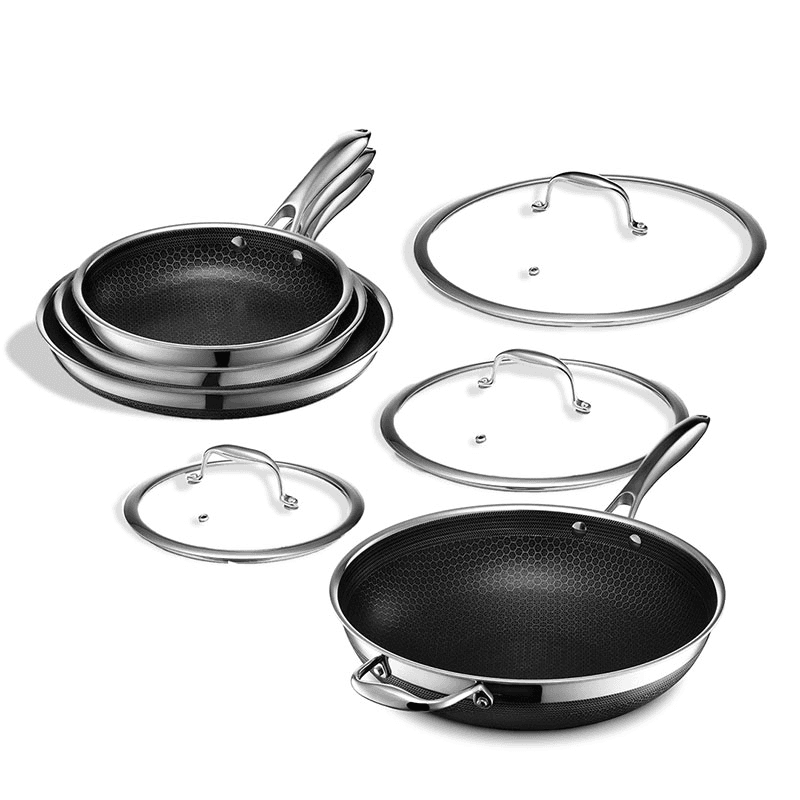 Hybrid 7 Piece Cookware Set with Lids, Steel
