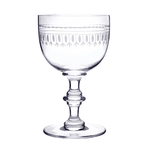 Image showing the Oval Set of 4 Patterned Crystal Wine Goblets, 250ml, Clear product.