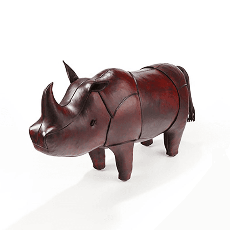 Hand Crafted Leather Rhinoceros, Medium