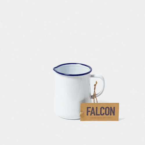 Image showing the One Pint Jug, White with Blue Rim product.