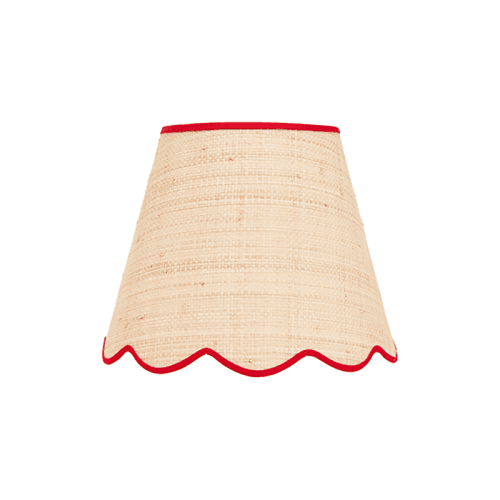 Image showing the Raffia Scallop Small Lampshade, Red Trim product.