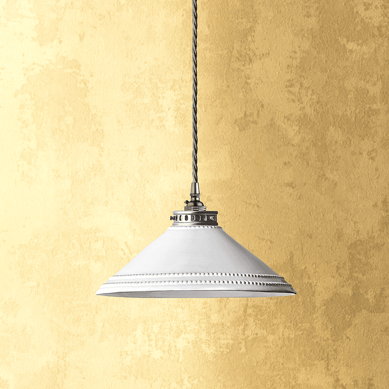 Ted Ceramic Shade with Antiqued Silver Gallery, D29.5cm, Stone