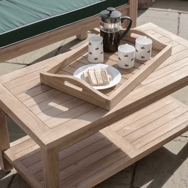 Rose Coffee Table With Shelf, L50 x W100cm, Teak