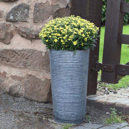Image showing the Galvanised Ribbed Vase, D28cm, Silver product.