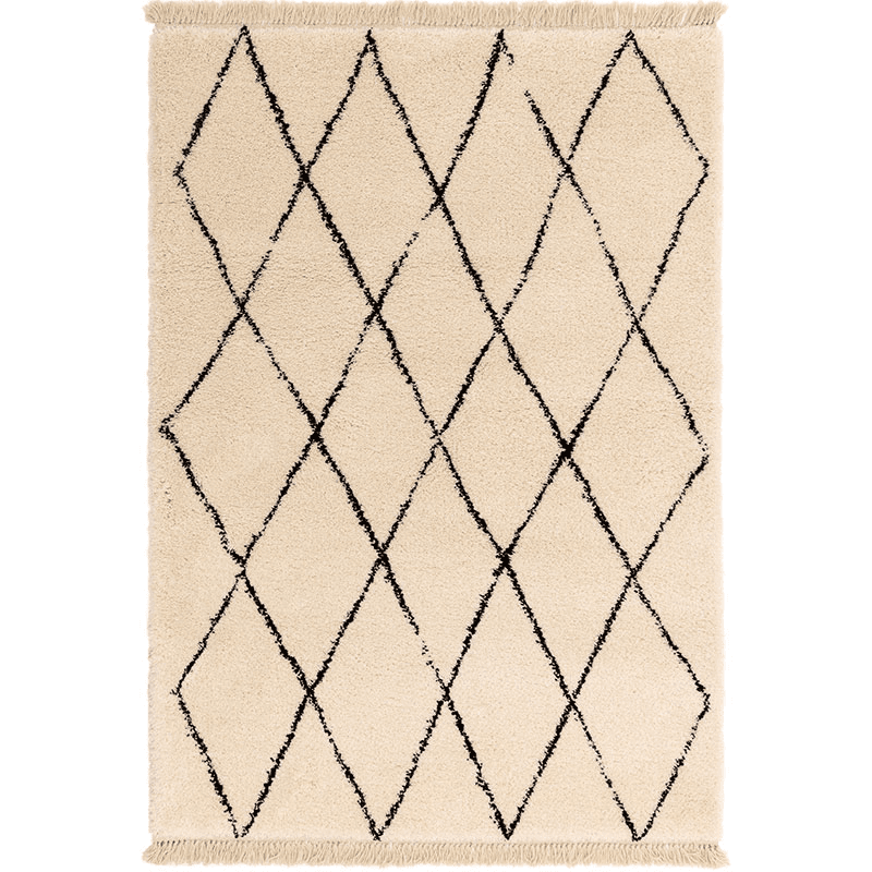 Rocco diamond berber style rug, 200 x 290cm, cream