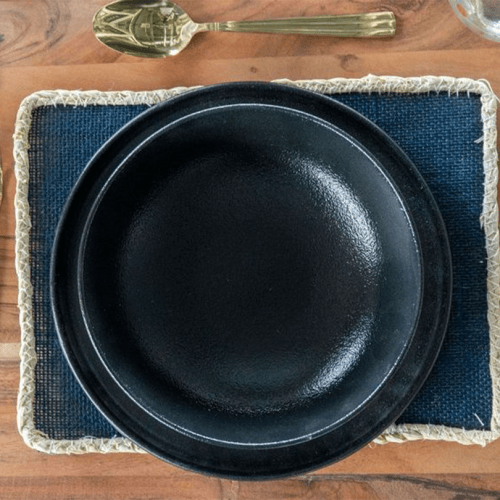 Image showing the Jute Set of 4 Rectangular Placemats, 22 x 19cm, Blue product.
