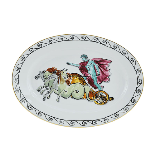 Image showing the Il Viaggio Di Nettuno - Chariot Oval flat platter, 34cm product.